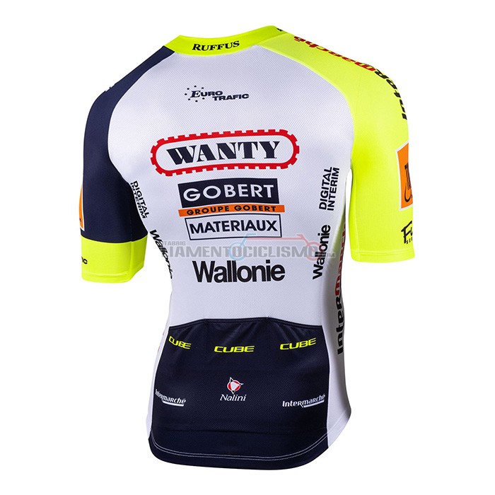 Abbigliamento Ciclismo Wanty-Gobert Cycling Team Manica Corta 2022 Bianco Blu